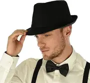 [INOGIH] Classic Plaid Manhattan Structured Gangster Trilby Fedora Hat for Mens and Womens Cuban Style Derby Hat Jazz Cap
