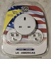 Go Travel Converter Earthed UK Plug to USA AMERICA socket * 3 of Adaptor *