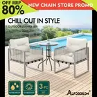 ALFORDSON Outdoor Patio Furniture Side Table Lounge Chairs Rattan Chair Glass