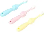 BCOATH 3pcs Kids Toothbrush Toddler Tooth Brush Cartoon Elephant Soft Bristle Brush Set