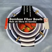 Chef Craft Set of 3 Bamboo Fiber Nesting Mixing Bowls - Blue - NEW