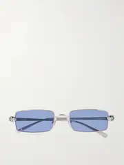 [Cartier Eyewear] Cartier Eyewear - Panthère Rectangle-frame Crystal-embellished Silver-tone Sunglasses - One size One size Silver