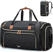 [Tonyeee] Garment Duffle Bags for Travel, Convertible Duffle Carry on Garment Bag Backpack, Travel Garment Duffle Bag with Shoe Compartment, Black-NEW, Convertible Garment Duffle Bags for Travel