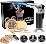 NOAEOU Premium Cocktail Smoker Kit for Whiskey, Bourbon & Old Fashioned Drinks - Includes Butane Torch & 4 Wood Chip Flavors (No Butane)
