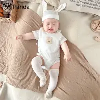 在飛比找蝦皮購物優惠-【現貨 52-73碼】新生兒 小兔印花 嬰兒連身衣 短袖 嬰