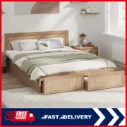 Rattan Platform Bed Single/Double/Queen with Storage, Bedroom Furniture, Coastal