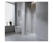 120cm Wall to Wall Frameless Shower Screen with Gunmetal Channel and SS Hinges , Round Knob Handle