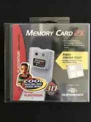 Playstation Memory Card PS1 2X Performance (P-112E) w/ Case 1999 NOS
