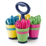School Scissor Caddy, Pointed 5" Kids Scissors, Anti-Microbial Protection, 24 S