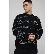Mens Black Oversized Limited Edition Knitted Jumper