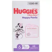 Huggies Girls' Ultra Dry Nappy Pants Plus Size 6 68 Nappy Pants Pads For Girls