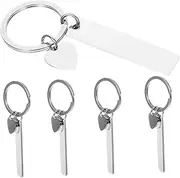 SAFIGLE 5Pcs Engravable Stainless Steel Keychain Blanks Unfinished Key Rings for DIY Projects Pendants for Key Tags Bags and Crafts Heart Shape