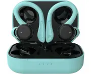 WSECOMM Blue Wireless Earbuds with Earhooks Running Ear Buds Bluetooth Workout Headphones in Ear Noise Cancellling Adjustable Small Mini Sleep Ear