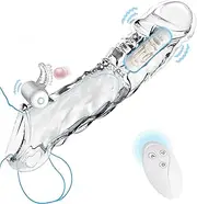 [LIVE4COOL] Extender Sleeve Cock Sleeve with Vibrators, Enlarger Reusable Vibrating Sleeve Cock Ring with 10 Vibration Modes Remote Control Couple Sex Toys for Men