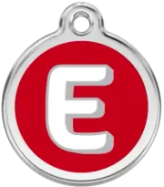 Red Dingo Alphabet "E" - Lifetime Guarantee - Cat, Dog, Pet ID Tag Engraved