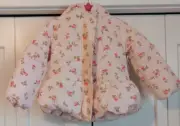 Laura Ashley Girl's Hooded Lined Puffer Jacket Pink w Floral Design 24M NWT