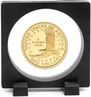 Medallion Challenge Coin Display Case Holder with Stand round Black Chip Present