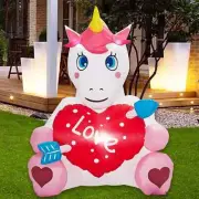 4 FT Valentine'S Day Inflatable UNICORN Decoration with Heart LED Lighted up fo