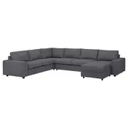 VIMLE crnr sofa-bed, 5-seat w chaise lng, with wide armrests/Gunnared medium grey