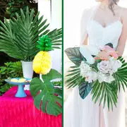 20x Artificial Palm Tropical Hawaiian Monstera Leaves Party Fake Luau Decoration
