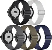 EverAct 5 Pack Stretchy Nylon Compatible with Google Pixel Watch Band, Elastic Adjustable Straps Replacement Wristbands for Google Pixel Watch 3 41mm/Google Pixel Watch 2/1 Bands for Women Men