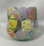 6-ABC Distributing Easter Egg Candle Holders/With Candle, Egg Design Decor NEW