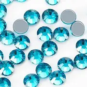 1440PCS Hotfix Crystal Rhinestones, Hot Fix Crystals for Crafts Clothes, Flatback Glass Crystal for Decoration, Round Gems (Aquamarine, SS6)