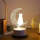Acrylic Sleep Lights Creative Table Lamp Moon Cat Figure Nightlight Holiday