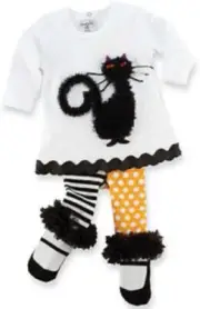 New Mud Pie Mud Pie CAT TUNIC & TIGHT SET Black White Yellow 0-6 mos Halloween