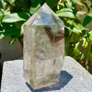 1.95LB Natural Green Ghost Phantom Quartz Crystal Obelisk Wand Point Healing.