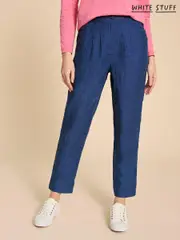 White Stuff Blue Rowena 100% Linen Trousers (K99988) | $150