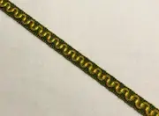 GOLDS ON FOREST GREEN FRENCH PASSEMENTERIE SILK BLEND SCROLL BRAID GIMP TRIM
