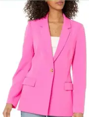 The Drop Woman's Sz XS Blake Rose Pink Long Blazer Single Button Barbiecore NEW