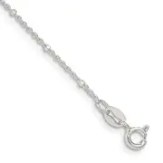 10 Inch Sterling Silver 1.25mm Rolo With Beads Chain Anklet