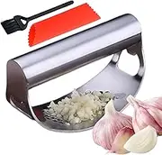 Garlic Press Rocker Stainless Steel | Garlic Mincer Garlic Rockers - Manual Roaster Equipment Ergonomic Heavy Duty Multifunctional Cooking Tool for Ginger Vegetable Grater