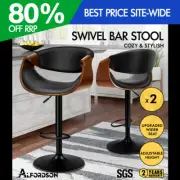 ALFORDSON 2x Bar Stool Kitchen Swivel Chair Wooden Leather Gas Lift Trice