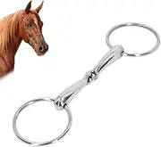 NDNCZDHC O Ring Snaffle Bit for Horse, Stainless Steel Horse Tack Anti Biting Jointed Chewing Mouth Roller for 135mm Horse Mouth
