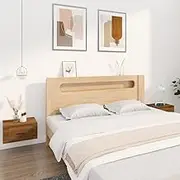 Wall-Mounted Nightstands, Brown Oak Wooden Furniture, Ideal as Bedroom Nightstand Tables for Living Room or Bedroom, with Drawers and Storage for Rustic Room Bed - Set of 2