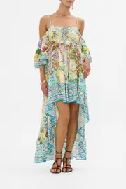 COLD SHOULDER HIGH LOW DRESS JUST COASTING