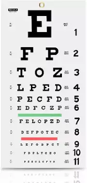 Eye Chart, Snellen Eye Chart, Wall Chart, Eye Charts for Exams 20 feet 11X22in.
