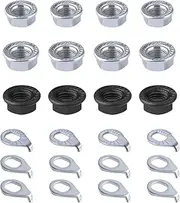 SAVITA 24pcs Bike Wheel Axle Nut Kit, Carbon Steel M8/M9.5/M10 Bicycle Hub Flanged Axle Nuts & Safety Washers for Mountain Bike Wheel Axle