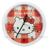 在飛比找Yahoo奇摩購物中心優惠-HELLO KITTY 格子風超靜音掛鐘 JM-1701KT