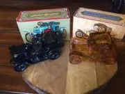 Set of 2 Avon Packard Roadster & Stanley Steamer Full Cologne Decanters VTG
