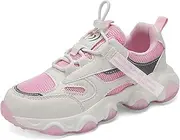 [RTOUNT] Kids Trainers Boys Walking Running Shoes Breathable Casual Trainers Lightweight Athletic Sneakers, Pink, 2 UK