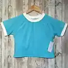 EleVen Workout Tee sz Medium Women Venus Williams K-Swiss Ringer Sky Blue Tennis