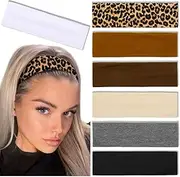 7 Pack Headbands for Women Non Slip Trendy Womens Headbands Elastic Hair Bands for Women's Hair Workout Sweat Head Bands Soft Thick Cotton Cloth Headband for Yoga Running Sport