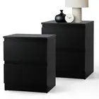 Oikiture Bedside Tables Set of 2 Nightstand Side End Table Storage Cabinet Black
