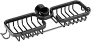 Bathroom Shower Kitchen Laundry Tap Caddy Shelf Organiser Rack Storage Holder,Kitchen Dish Sponge Holder Faucet Caddy Shower Rod Soap Basket Washing Ball Hanger Black One Piece Dual Holder