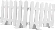POPETPOP White Plastic Picket Fence Panels - 2pcs With 4 Base for Christmas Garden, Front Porch, Yard, Pool Decor