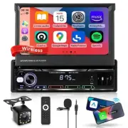 Wireless CarPlay Single Din Car Stereo,5.1 Bluetooth Car Radio AM/FM/RDS,7-In...